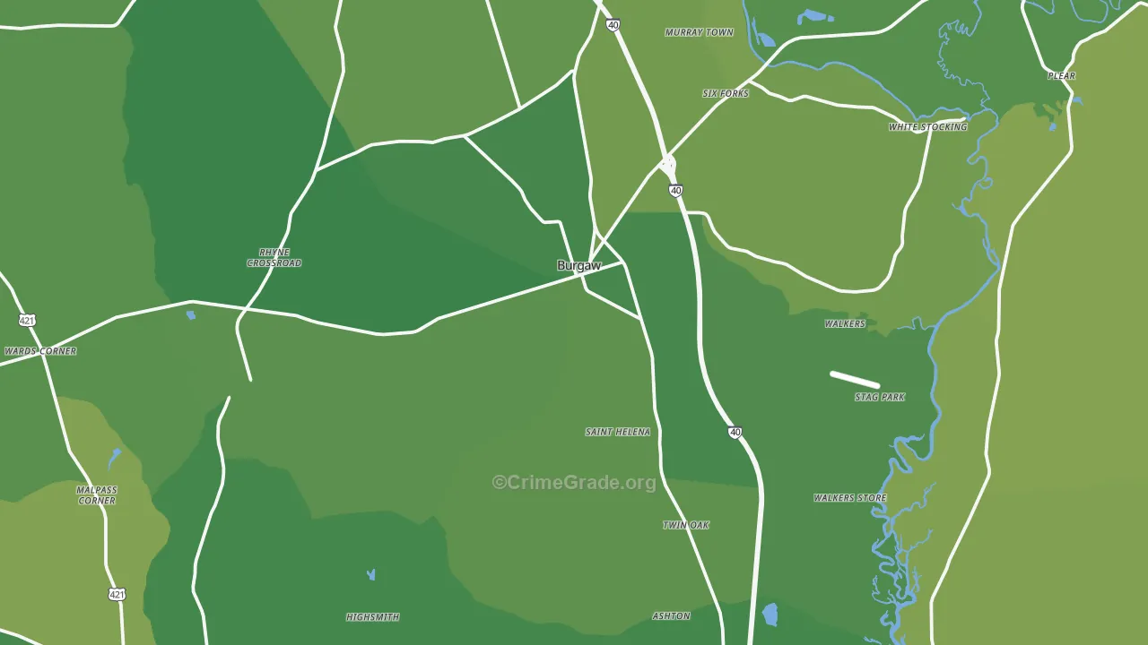 28425, NC Map of Vehicle Theft Rates