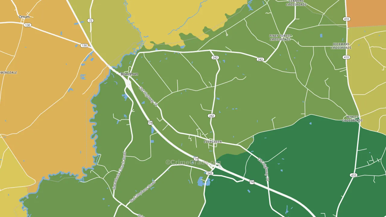 28438, NC Map of Vehicle Theft Rates