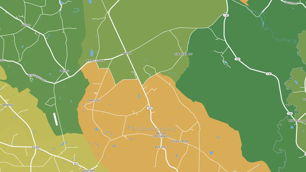 28455, NC Map of Vehicle Theft Rates