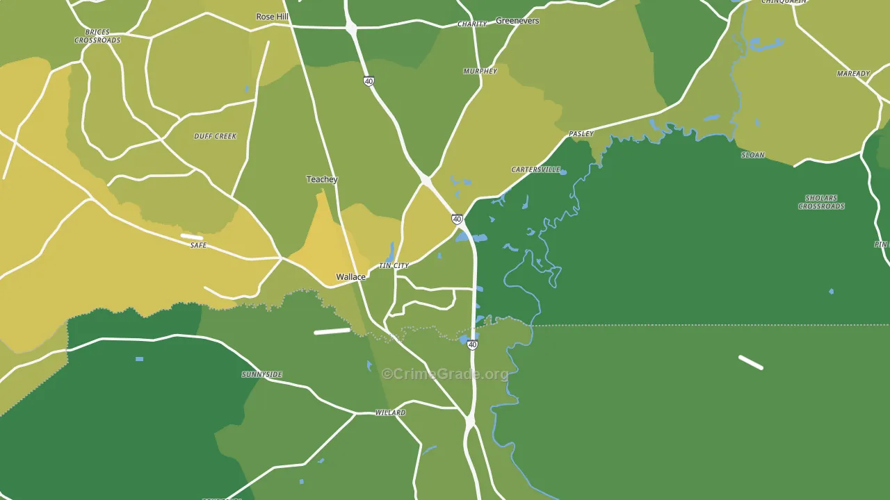 28466, NC Map of Vehicle Theft Rates