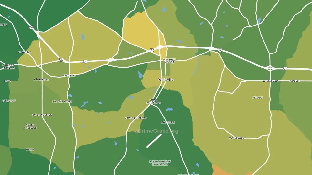28472, NC Map of Vehicle Theft Rates