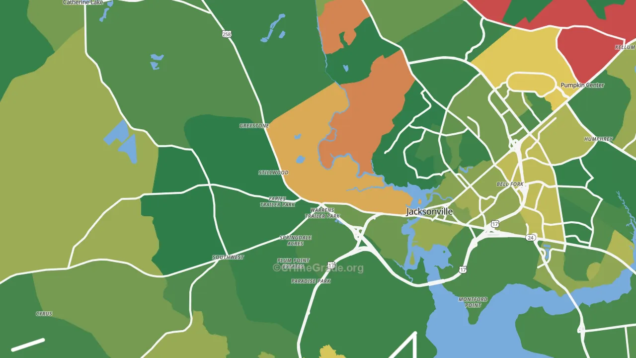 28540, NC Map of Vehicle Theft Rates