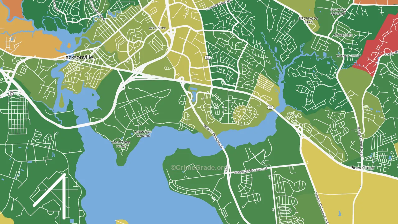 28543, NC Map of Vehicle Theft Rates