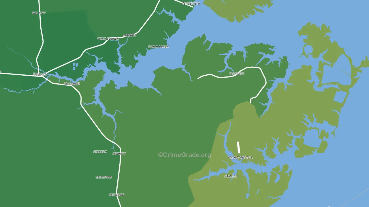 28556, NC Map of Vehicle Theft Rates