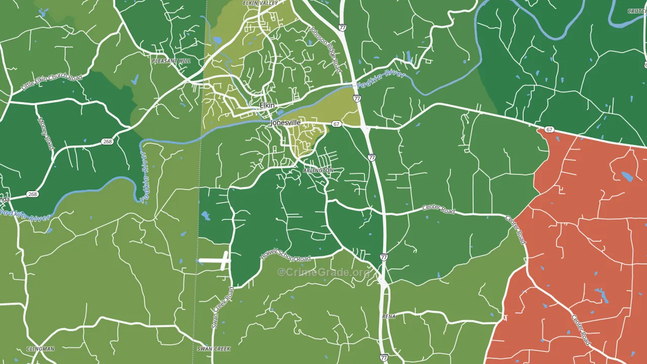 28642, NC Map of Vehicle Theft Rates