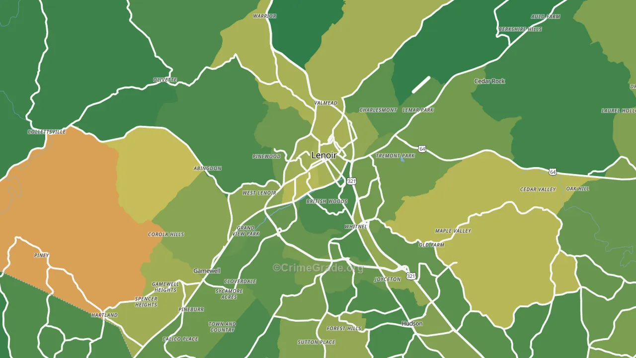 28645, NC Map of Vehicle Theft Rates