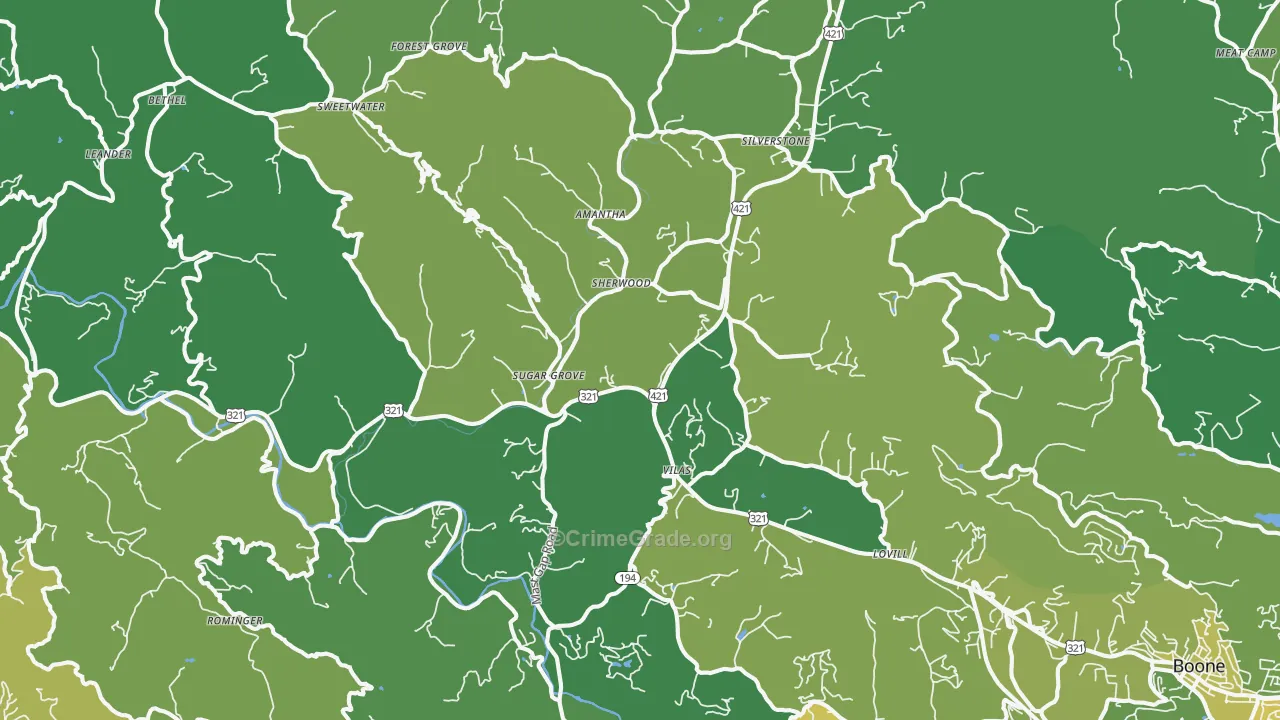 28692, NC Map of Vehicle Theft Rates