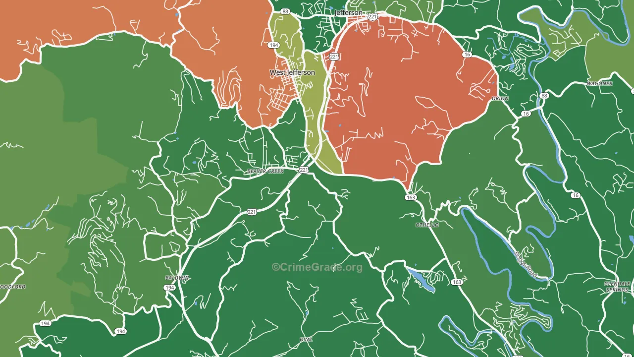 28694, NC Map of Vehicle Theft Rates