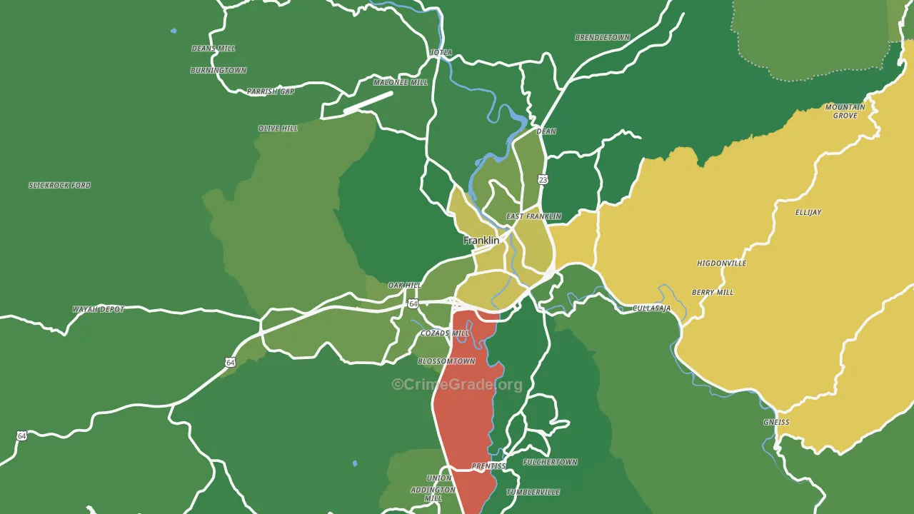 28734, NC Map of Vehicle Theft Rates