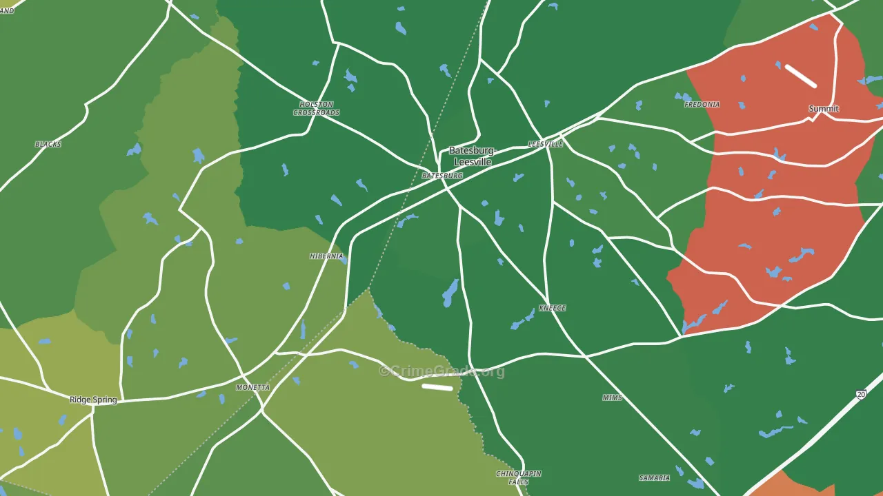 29006, SC Map of Vehicle Theft Rates