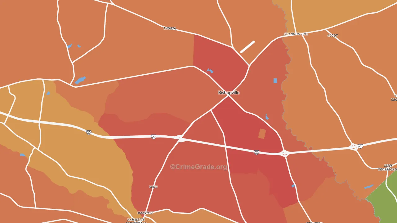 29010, SC Map of Vehicle Theft Rates