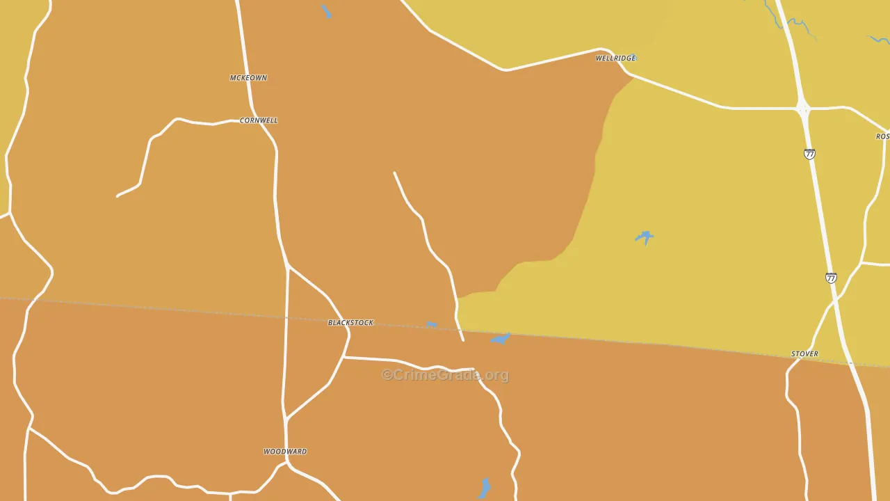 29014, SC Map of Vehicle Theft Rates