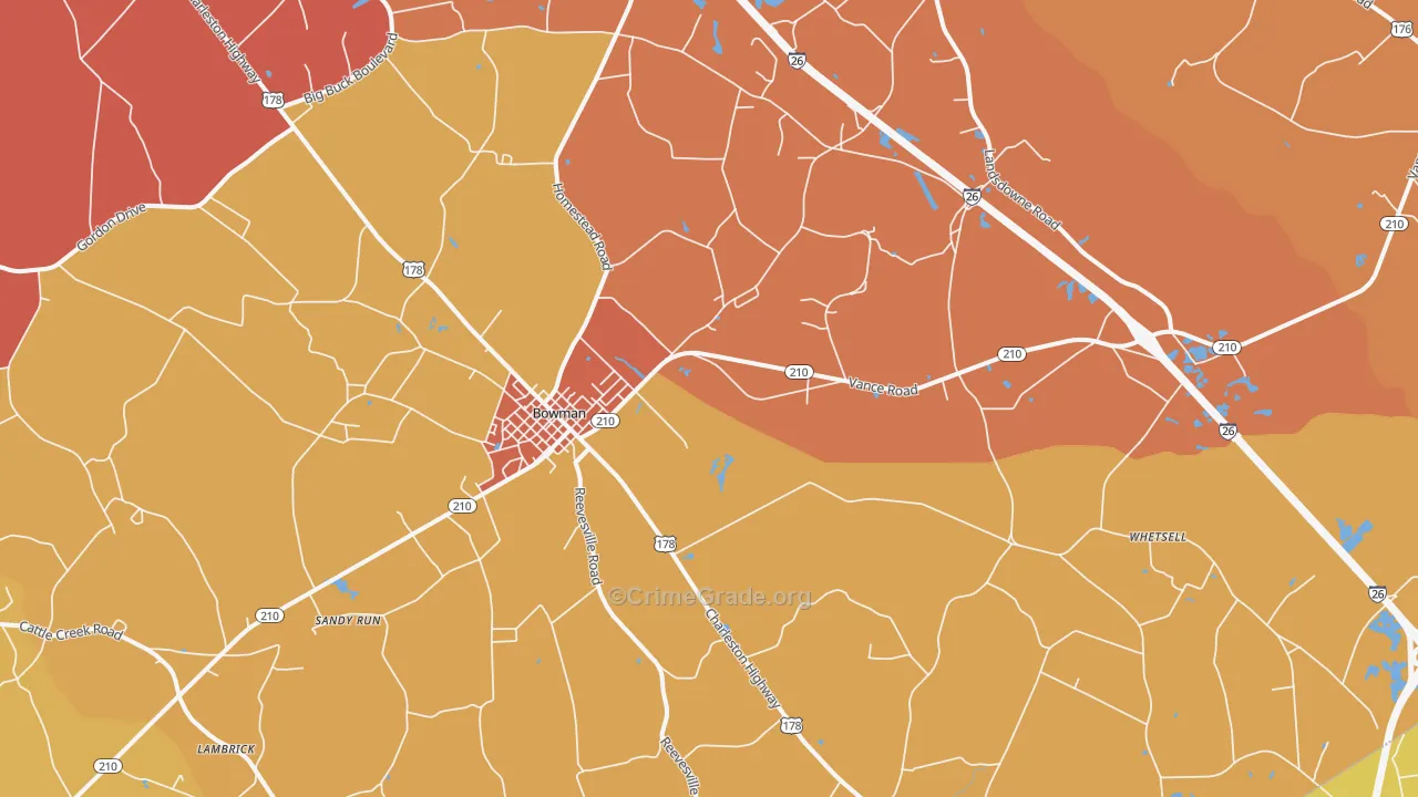 29018, SC Map of Vehicle Theft Rates