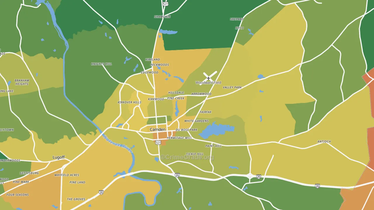 29020, SC Map of Vehicle Theft Rates