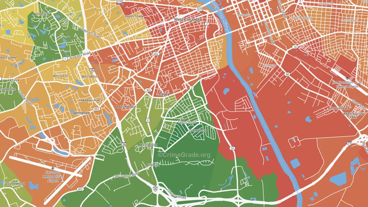 29033, SC Map of Vehicle Theft Rates