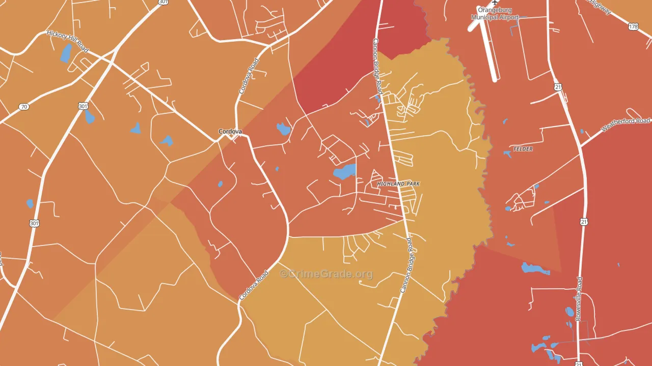 29039, SC Map of Vehicle Theft Rates