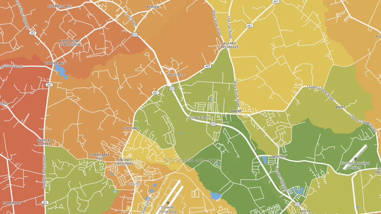 29040, SC Map of Vehicle Theft Rates