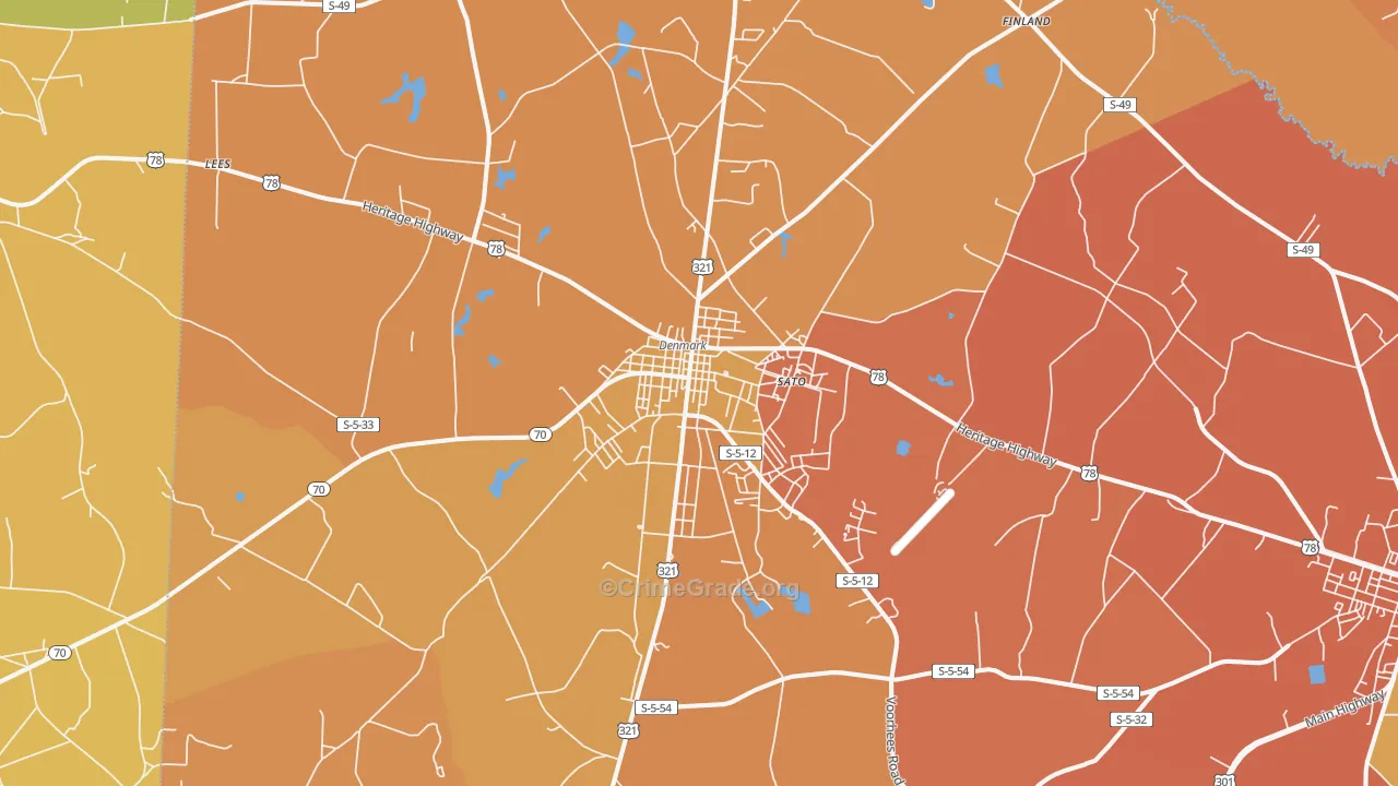 29042, SC Map of Vehicle Theft Rates