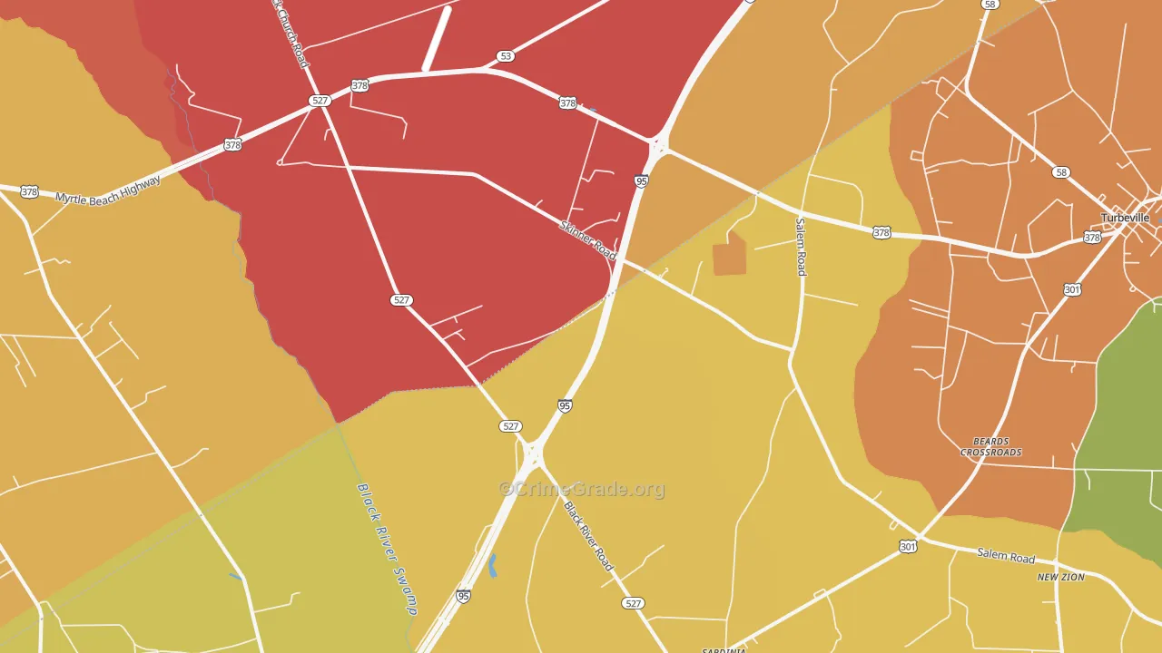 29051, SC Map of Vehicle Theft Rates