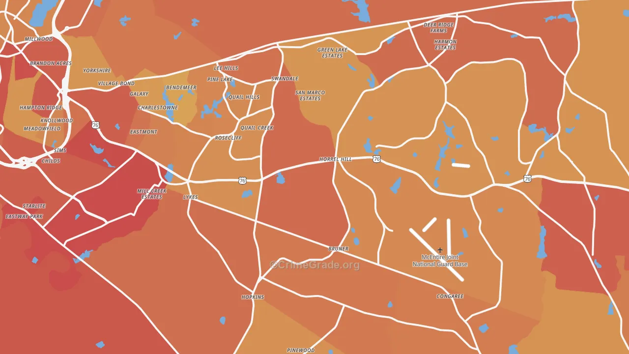 29061, SC Map of Vehicle Theft Rates
