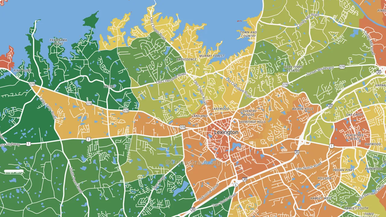 29072, SC Map of Vehicle Theft Rates