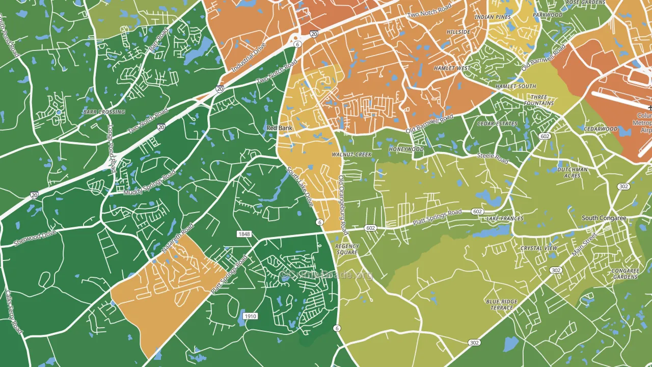 29073, SC Map of Vehicle Theft Rates