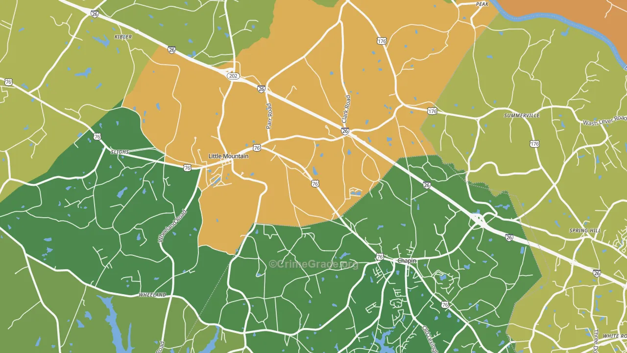 29075, SC Map of Vehicle Theft Rates