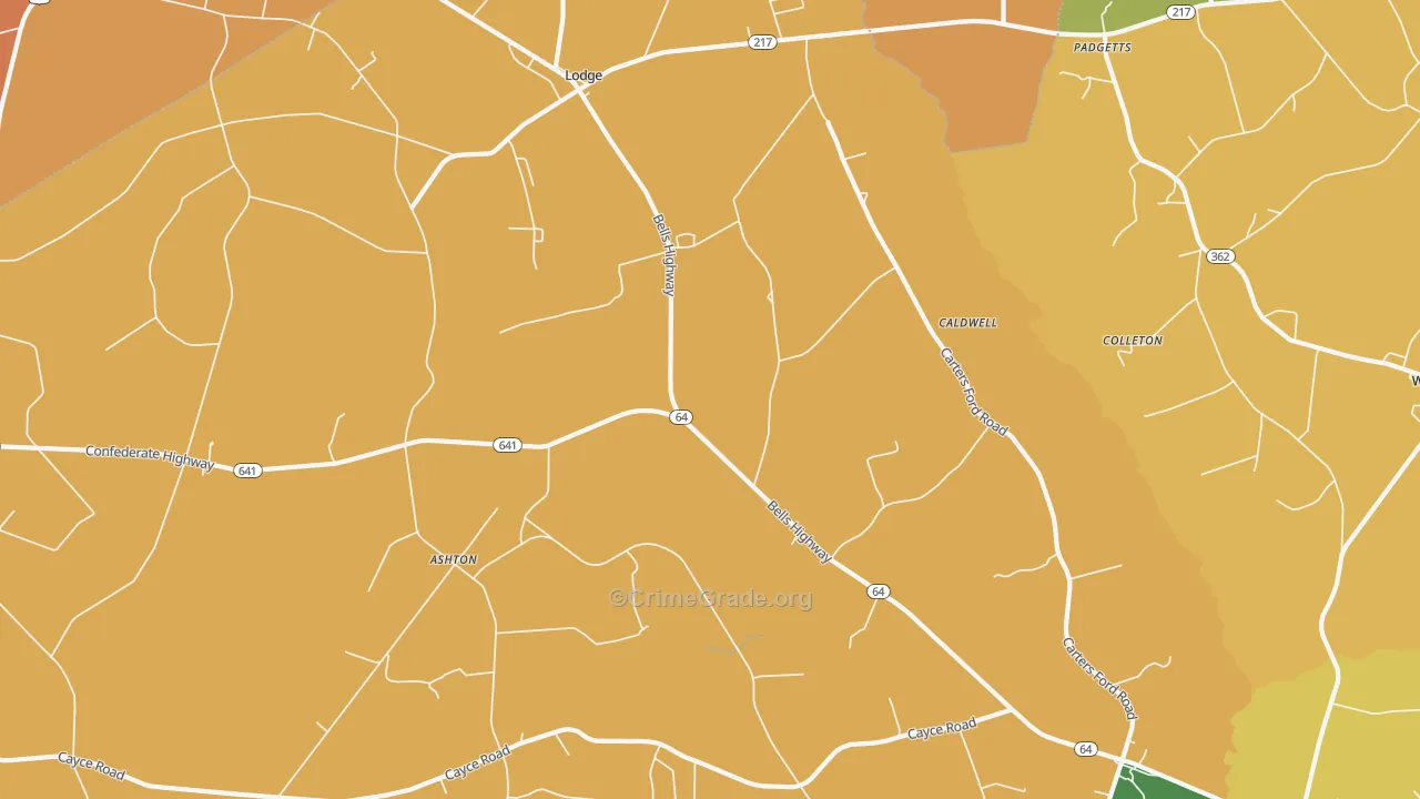 29082, SC Map of Vehicle Theft Rates
