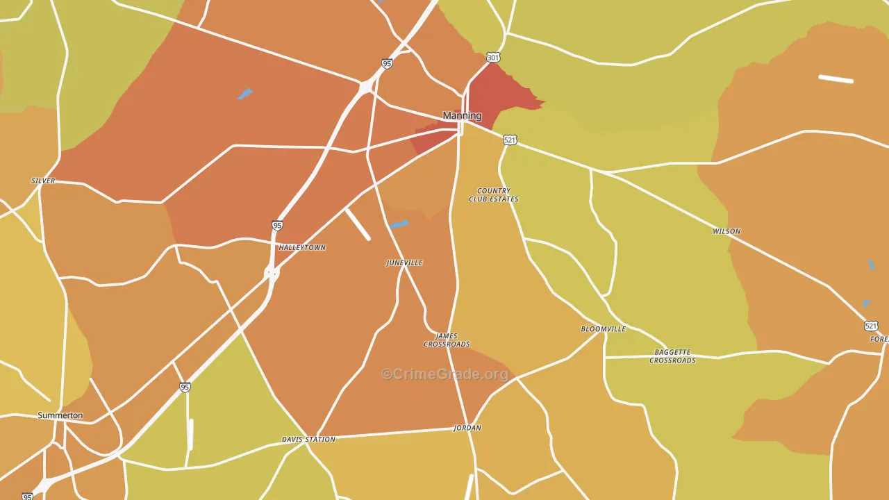 29102, SC Map of Vehicle Theft Rates