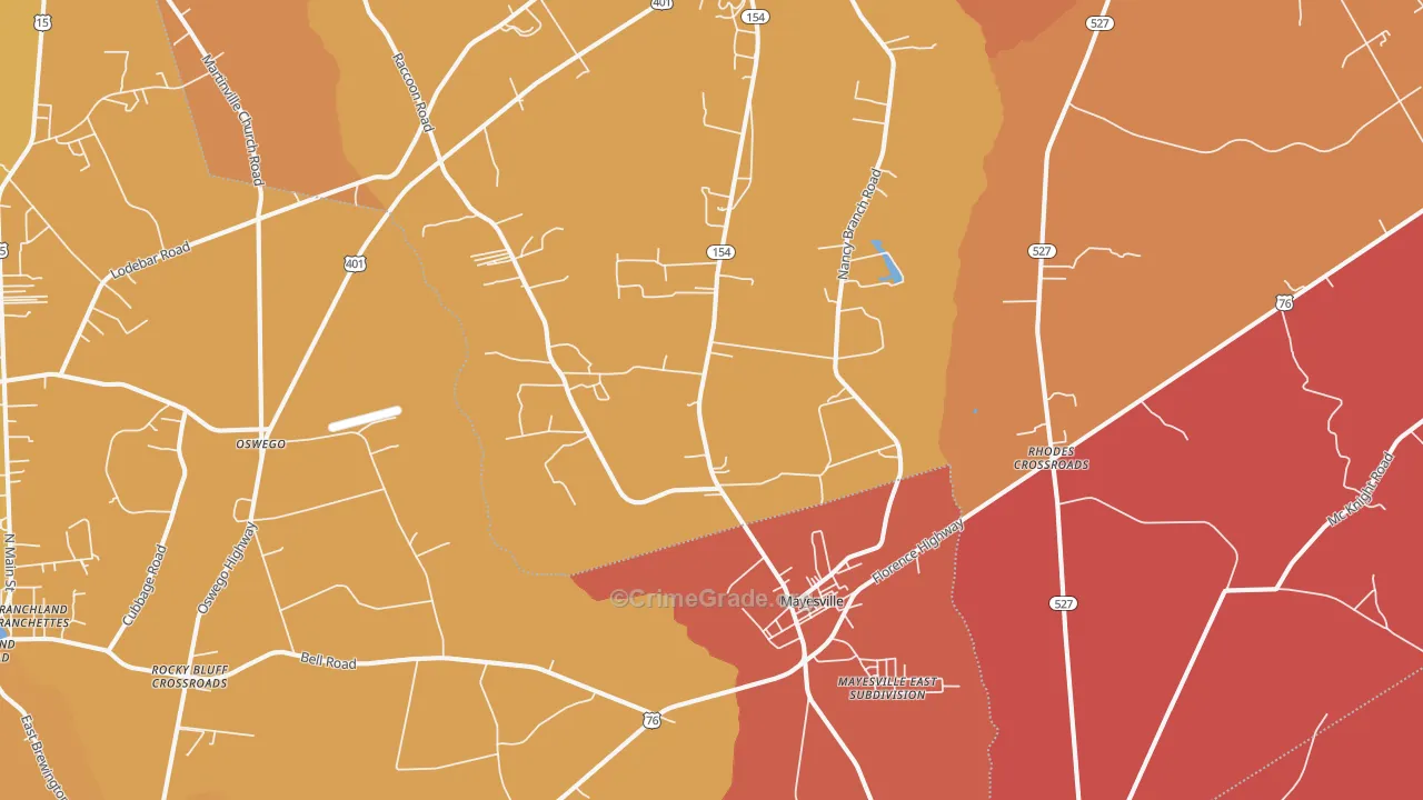 29104, SC Map of Vehicle Theft Rates