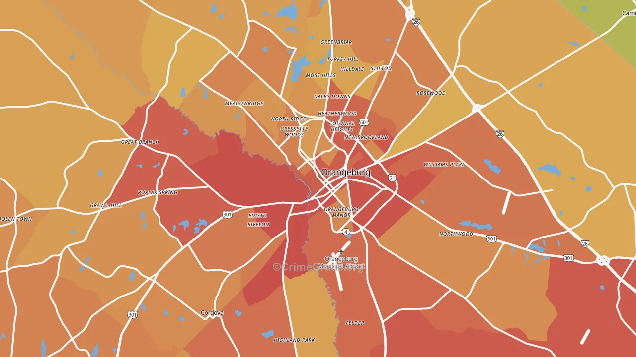 29115, SC Map of Vehicle Theft Rates