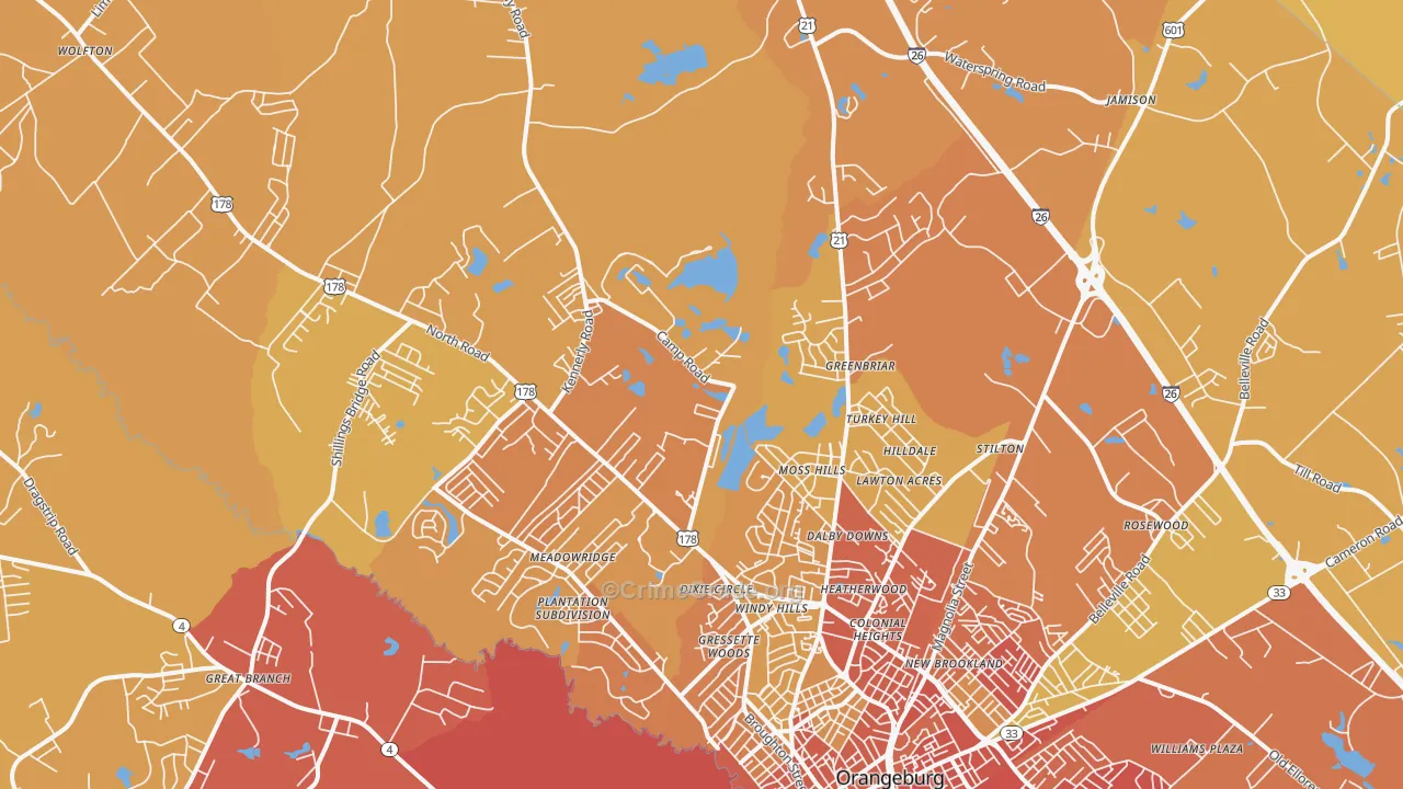 29118, SC Map of Vehicle Theft Rates