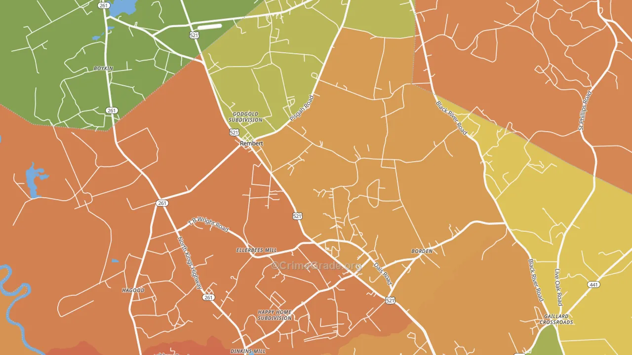 29128, SC Map of Vehicle Theft Rates