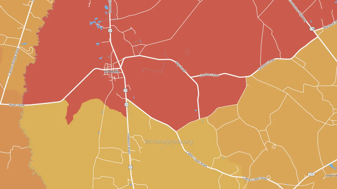 29133, SC Map of Vehicle Theft Rates