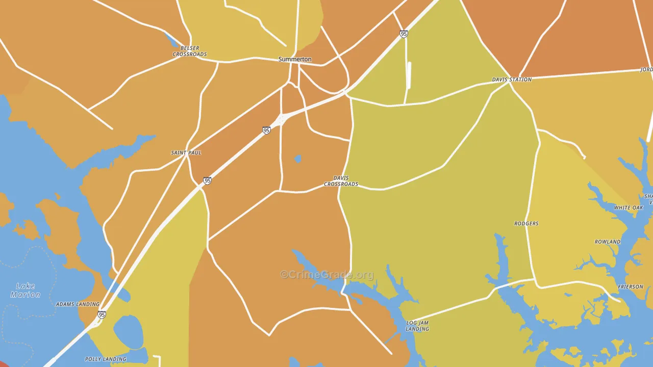 29148, SC Map of Vehicle Theft Rates