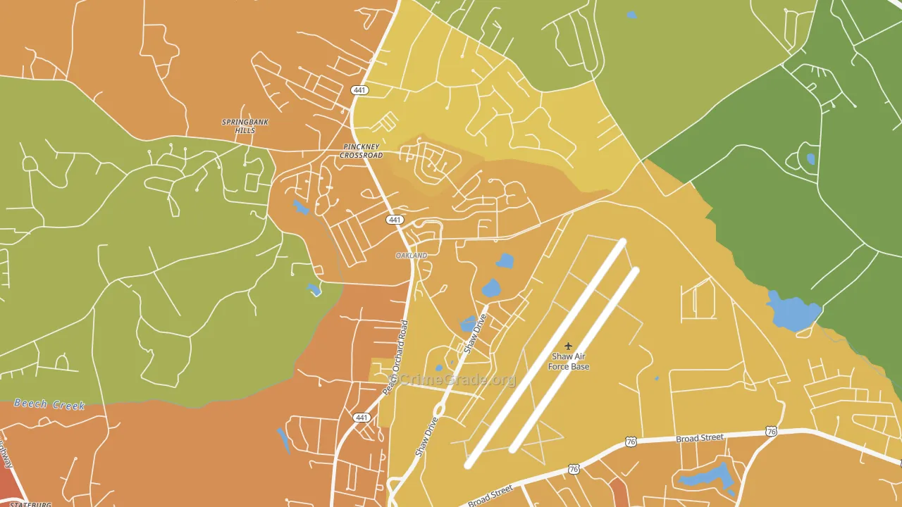 29152, SC Map of Vehicle Theft Rates