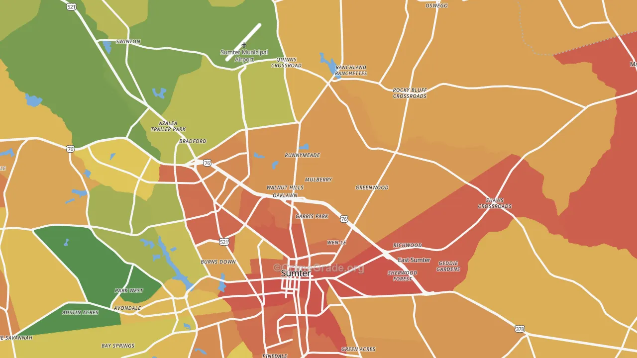 29153, SC Map of Vehicle Theft Rates