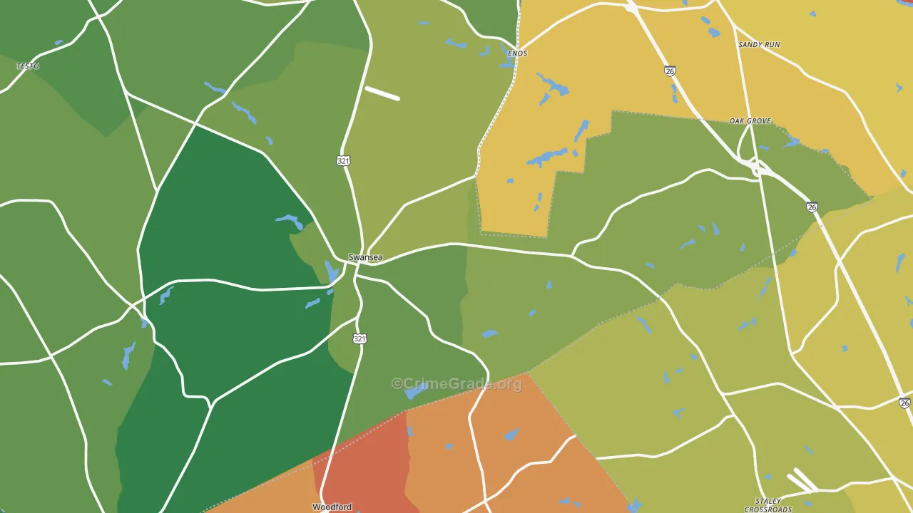 29160, SC Map of Vehicle Theft Rates