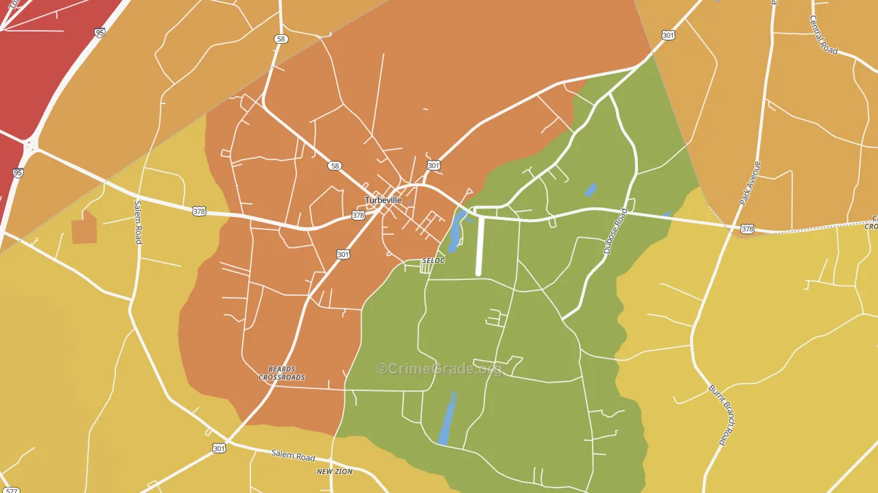 29162, SC Map of Vehicle Theft Rates