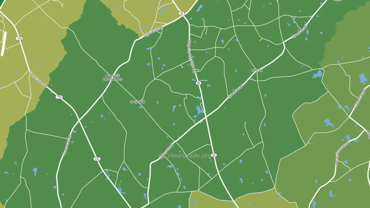29166, SC Map of Vehicle Theft Rates