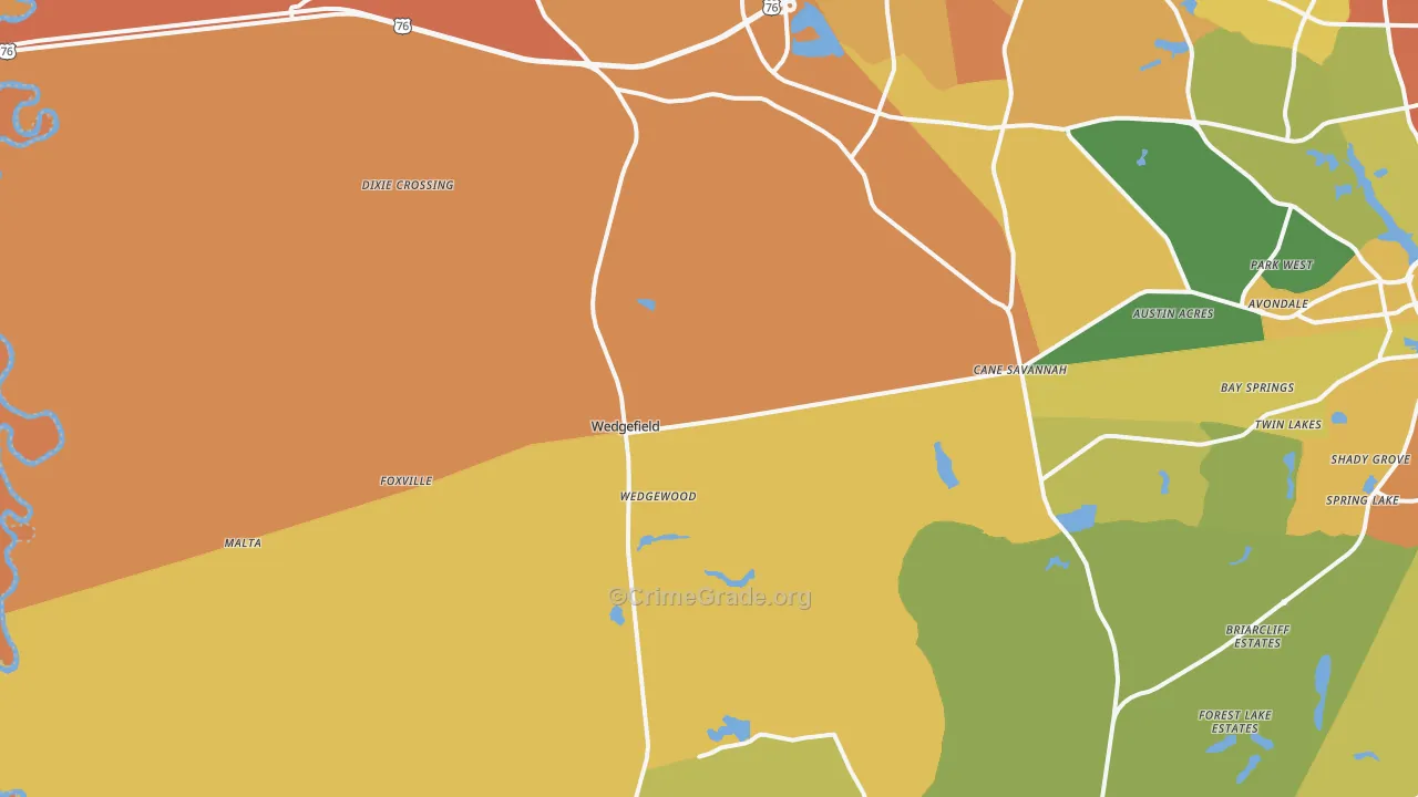 29168, SC Map of Vehicle Theft Rates