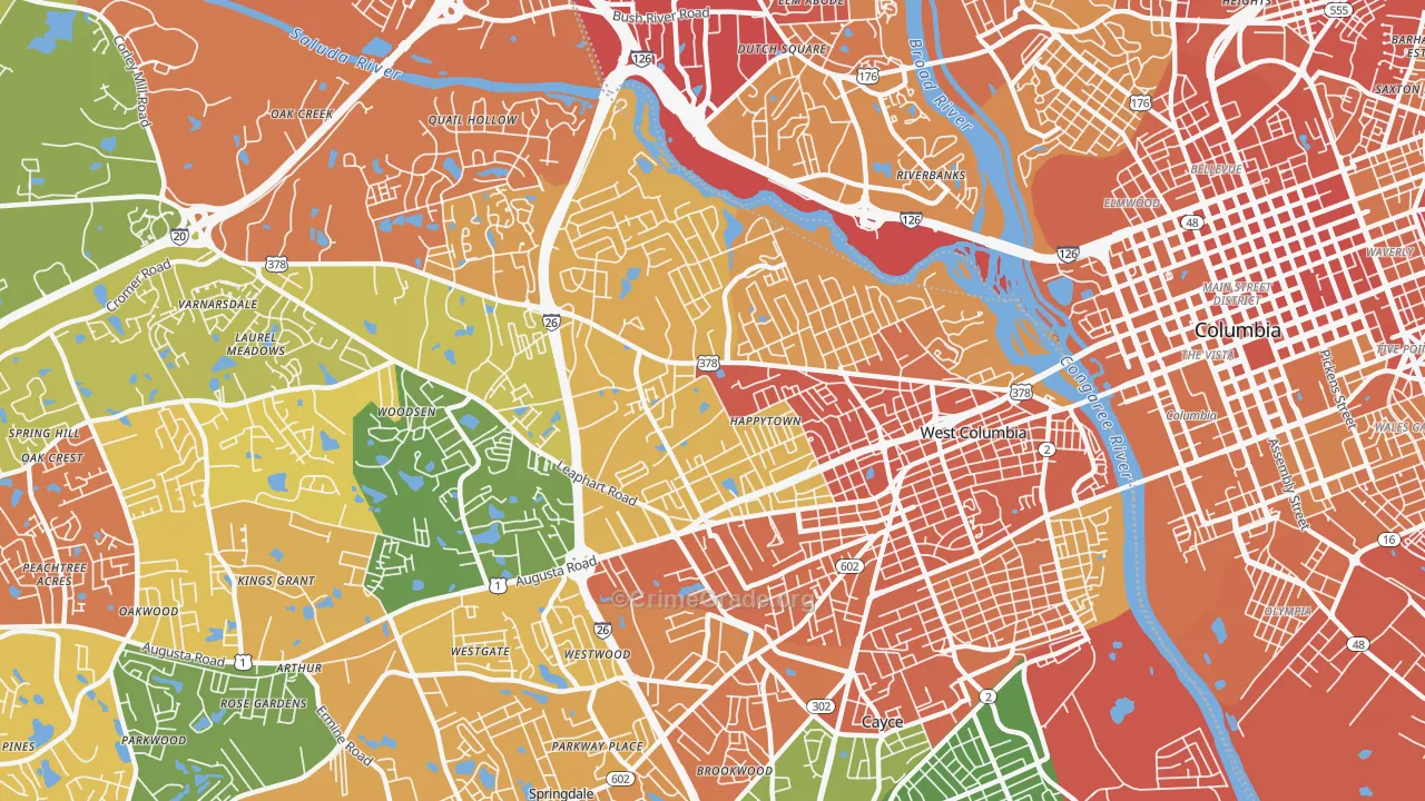 29169, SC Map of Vehicle Theft Rates