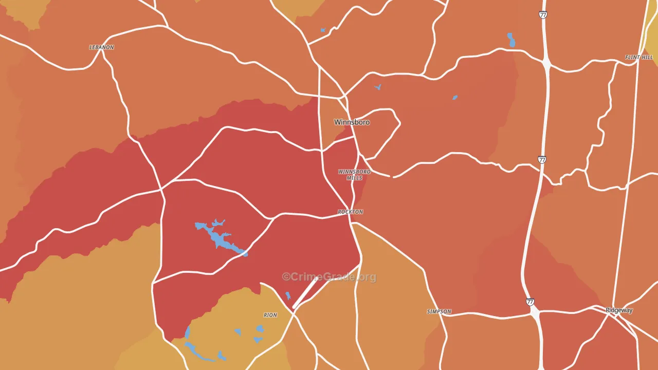 29180, SC Map of Vehicle Theft Rates