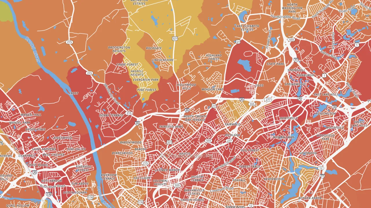 29203, SC Map of Vehicle Theft Rates