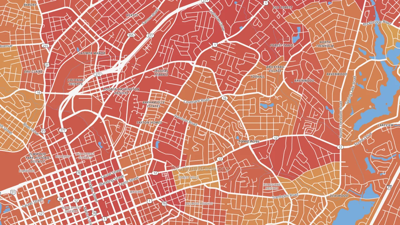 29204, SC Map of Vehicle Theft Rates