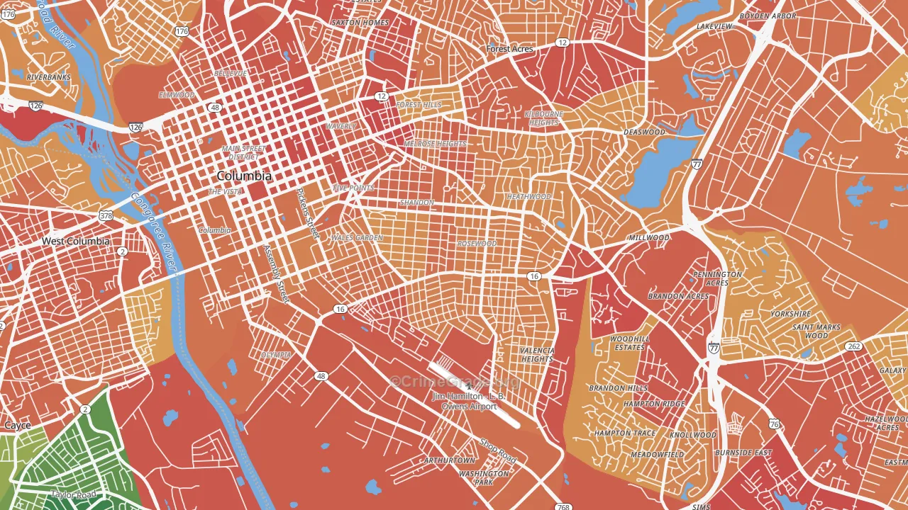 29205, SC Map of Vehicle Theft Rates