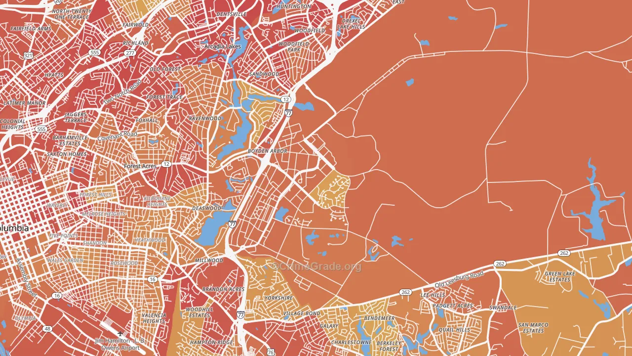 29207, SC Map of Vehicle Theft Rates