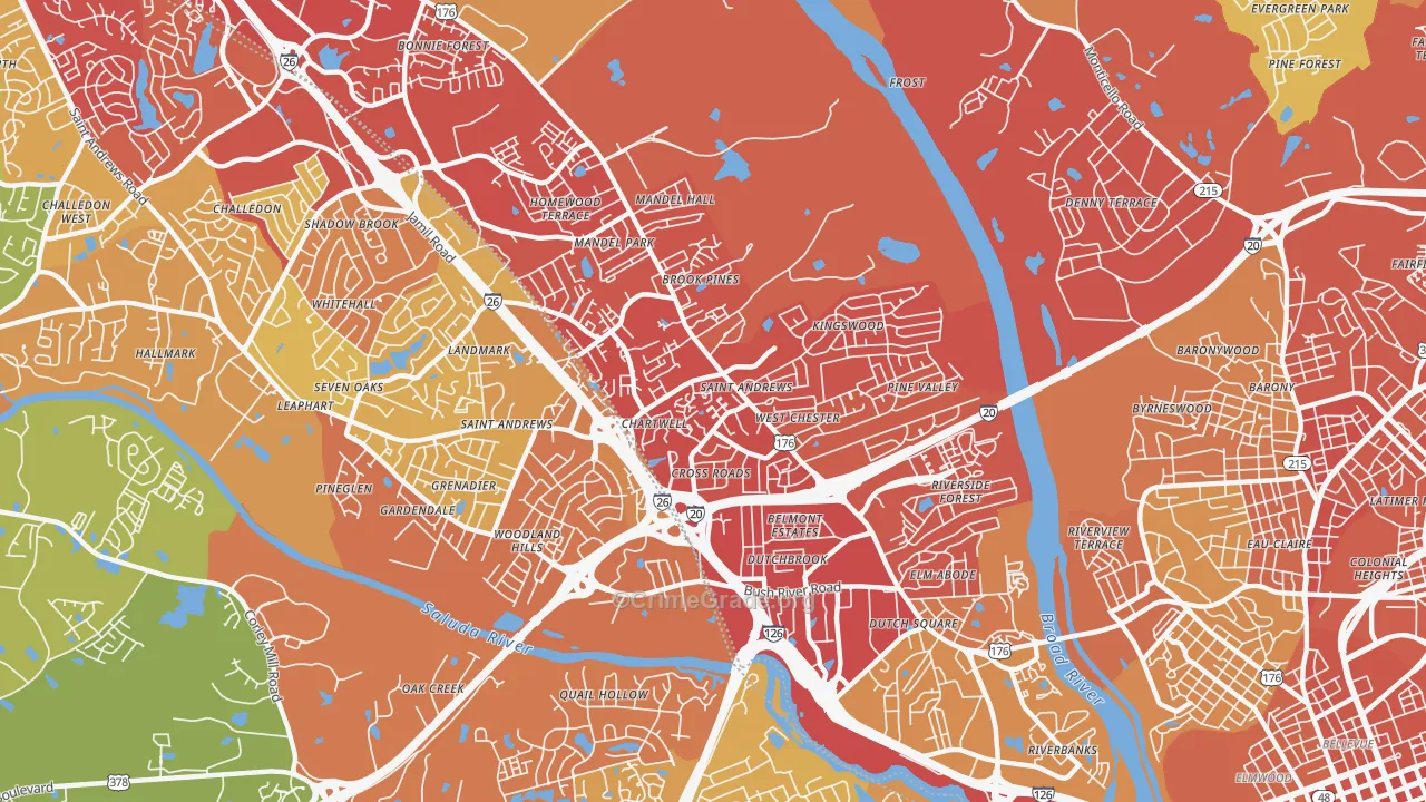 29210, SC Map of Vehicle Theft Rates