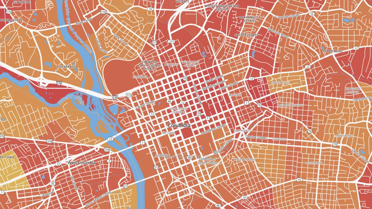 29220, SC Map of Vehicle Theft Rates