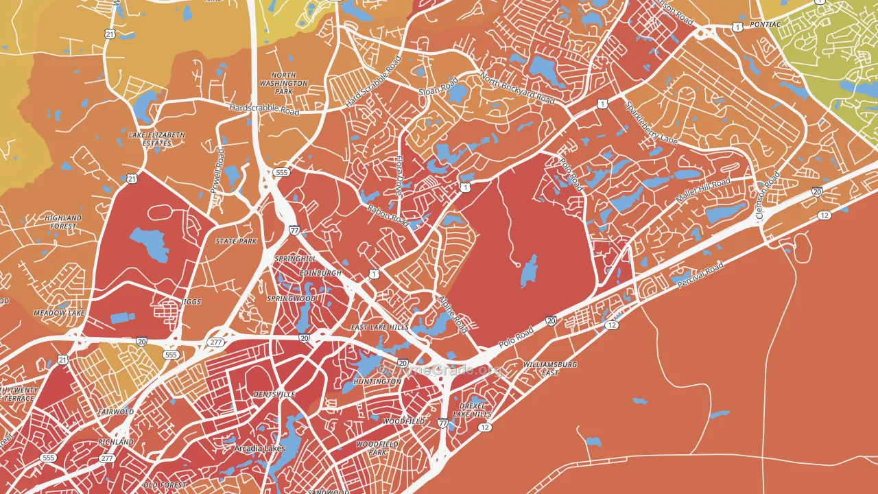 29223, SC Map of Vehicle Theft Rates